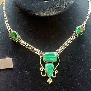 New Malachite & Diopside 925 Silver Necklace.